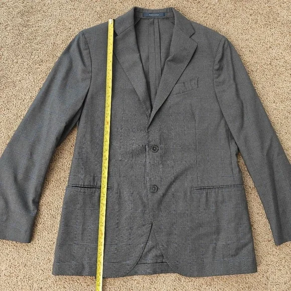 Boggi Blazer Men's 46R Gray Plaid Slim Fit‎ Italian Wool Windowpane